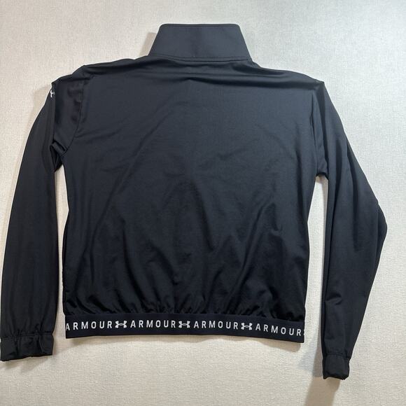 Under Armour Heatgear Women's Track Jacket Size Small Black Pockets Full Zip - Picture 9 of 9